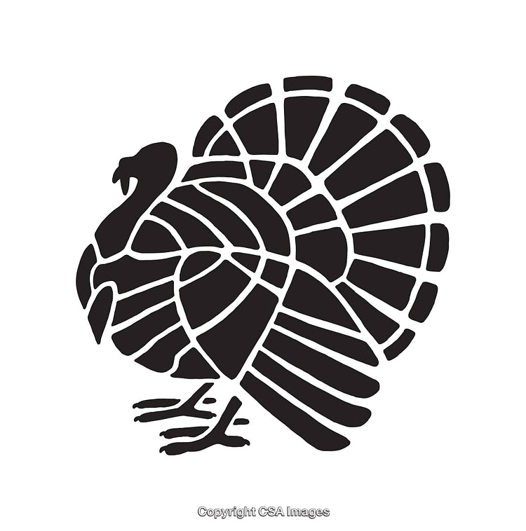 Detailed Black and White Line Art Illustration of a Turkey