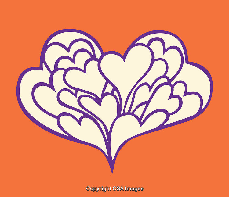 Heart Shaped Pattern With Bright Colors in Line Art Style