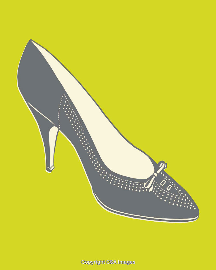 Elegant Gray High Heel Shoe Illustration on Vibrant Green Background
