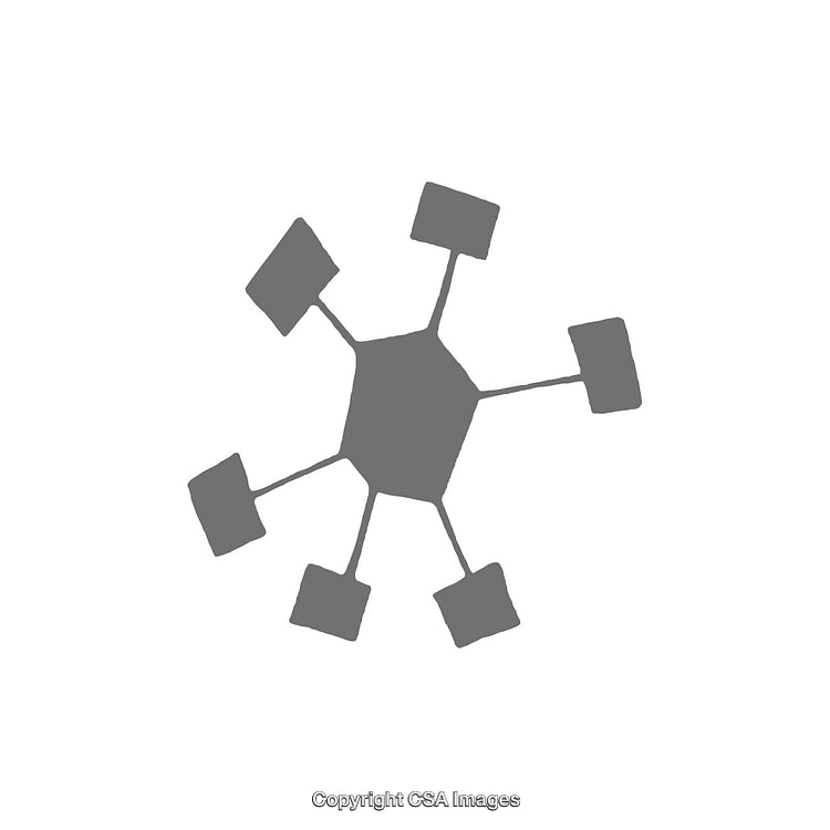 Minimalistic Abstract Shape Illustration with Central Core and Radiating Connections