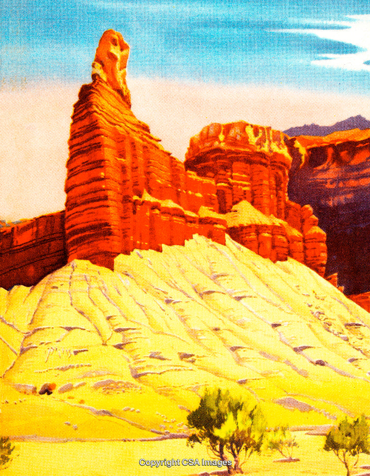 Scenic Red Rock Formation in a Desert Landscape Under a Clear Sky