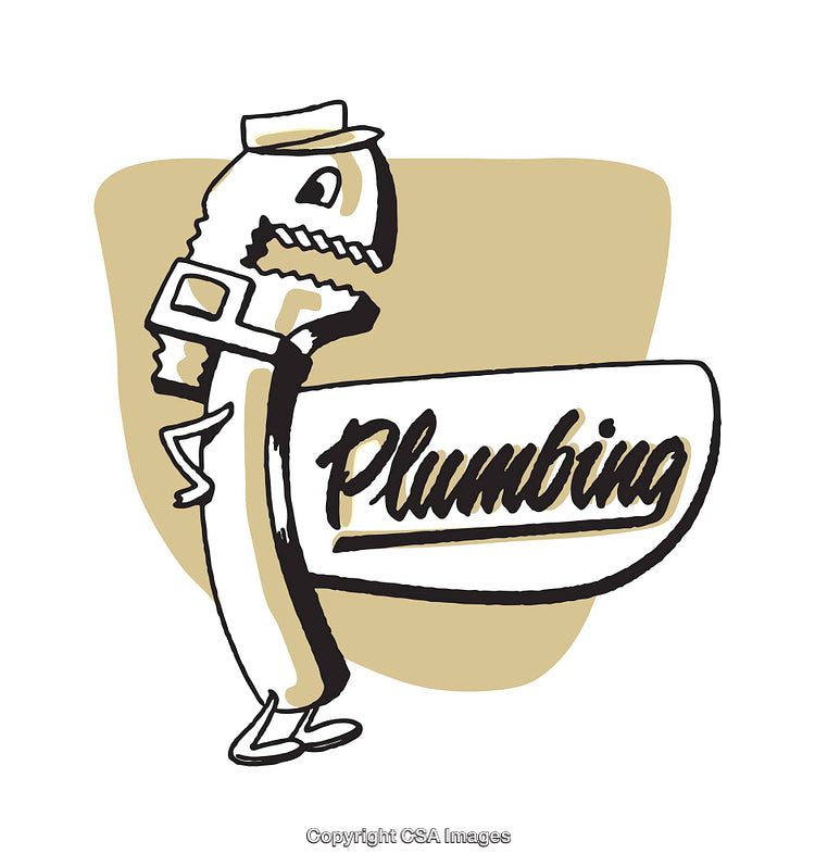Unique Illustration of a Plumbing-Themed Cartoon Character with Vintage Style