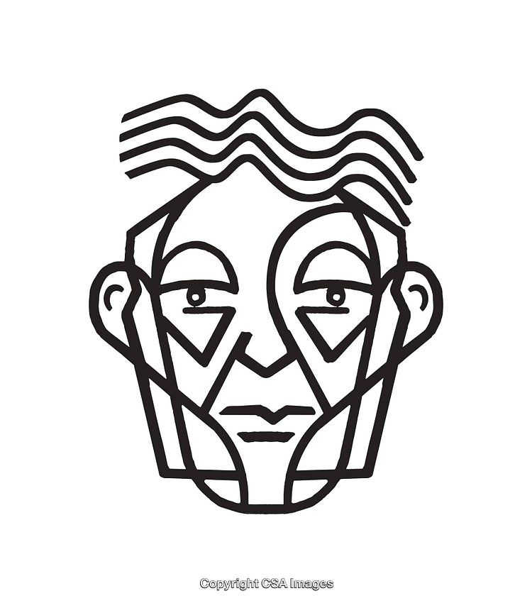 Abstract Face Line Drawing With Unique Design and Artistic Patterns