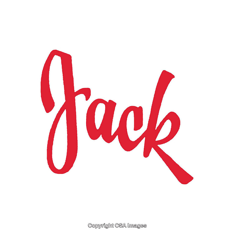 Handwritten Red Text Design with the Name 'Jack' on White Background