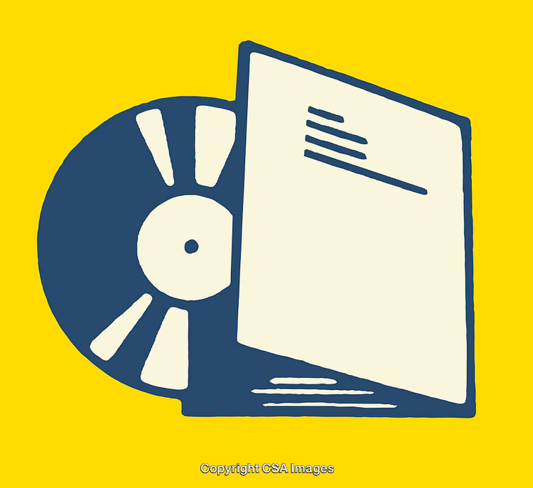 Stylized Record Illustration with Vibrant Yellow Background and Album Cover
