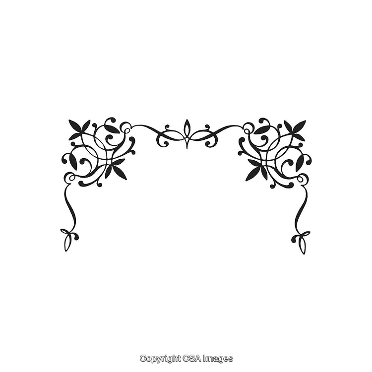 Elegant Abstract Black Floral Corner Border Design on White Background