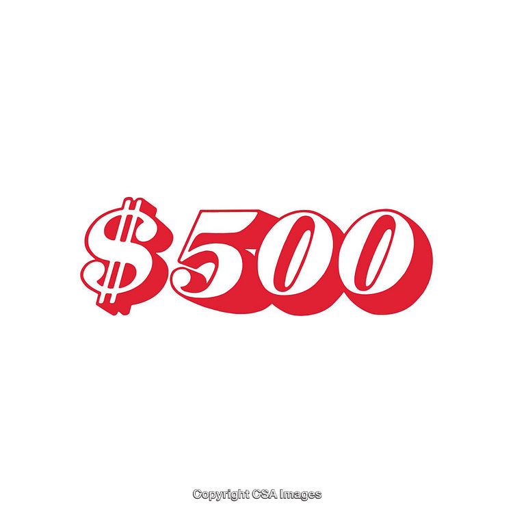 Red Bold Dollar 500 Design On Minimal White Background