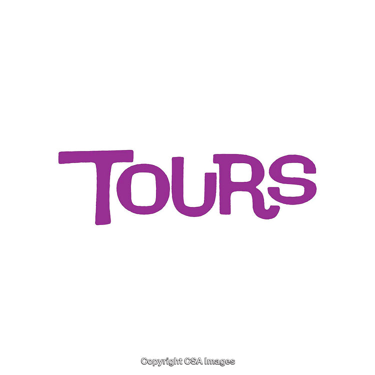 Purple Text 'Tours' on White Background in Bold Style