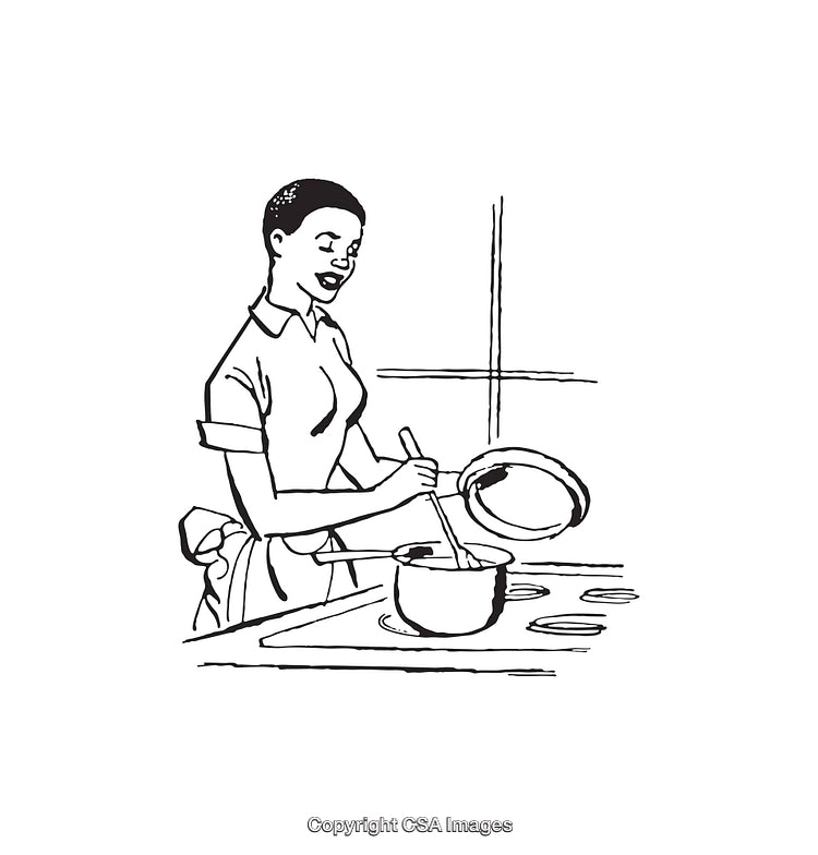 Woman Stirring a Pot in a Kitchen Illustration