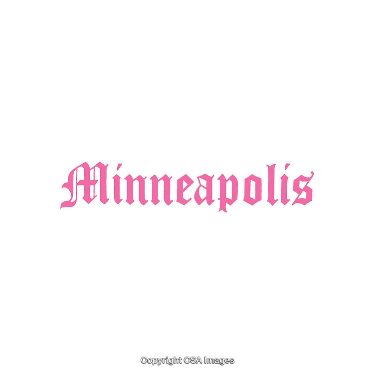 Minneapolis Typography in Pink Gothic Style on a White Background
