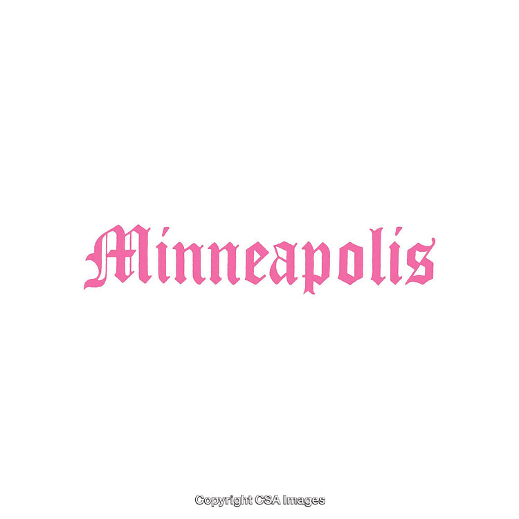 Minneapolis Typography in Pink Gothic Style on a White Background