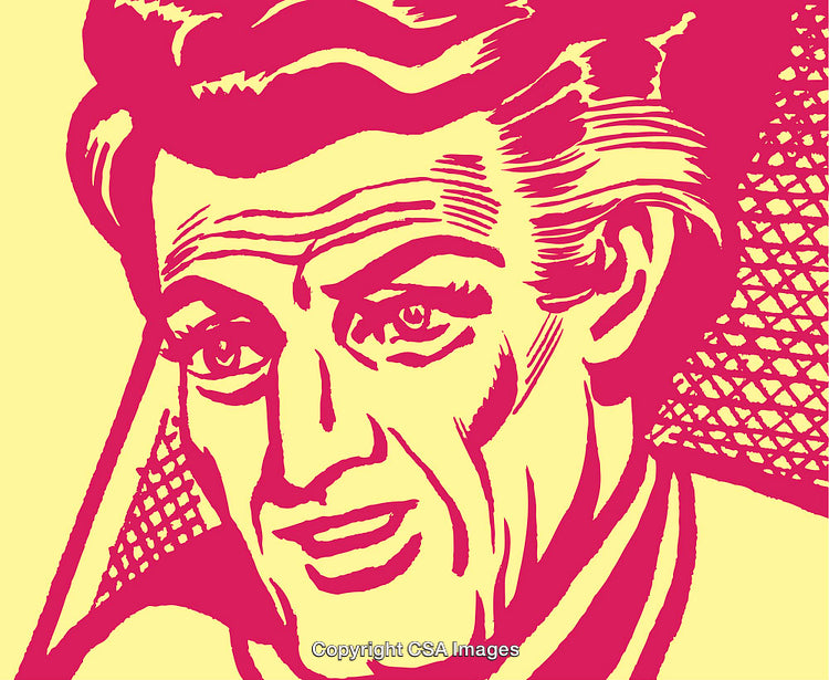 Retro Stylized Portrait of a Man in Bold Vector Art Style