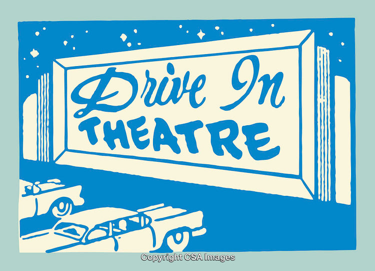 Vintage Drive-In Theatre Illustration With Classic Cars