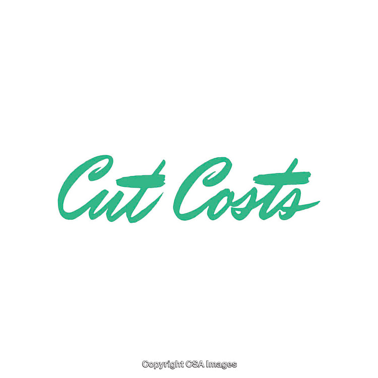 Green Calligraphy Style Typography on White Background Promoting Cost Cutting