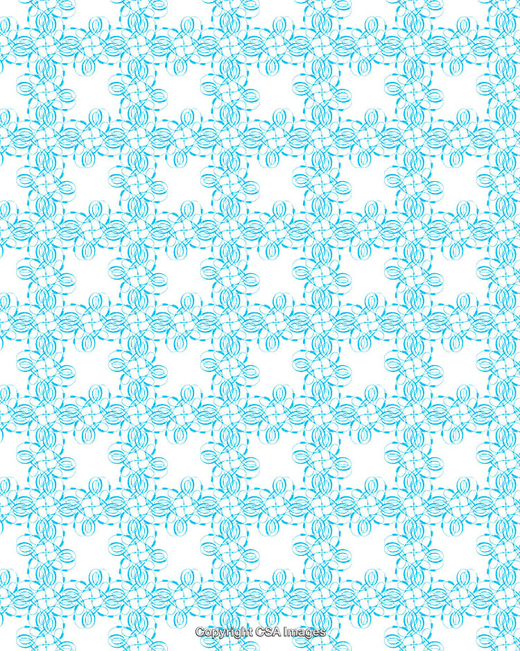 Abstract Geometric Floral Pattern in Blue on White Background