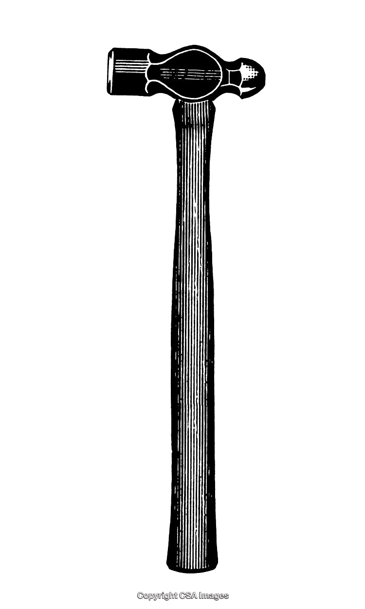 Detailed Black and White Engraving of a Classic Hammer Design