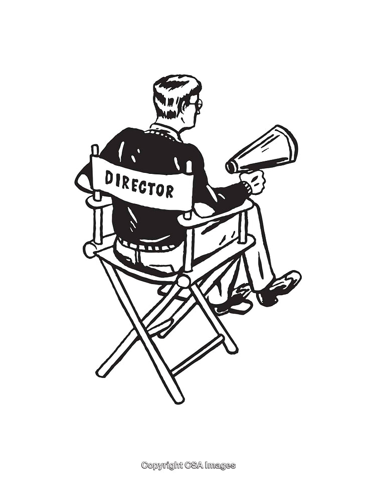 Line Art Illustration of a Director Sitting in a Chair