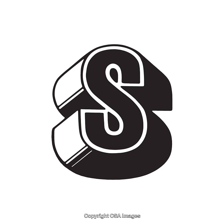 Bold Stylized Black and White Letter S Design Illustration