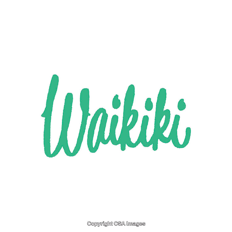 Waikiki Text in Stylish Green Font on White Background