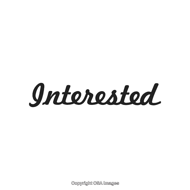 Curved Script Font Showing the Word 'Interested' on a White Background