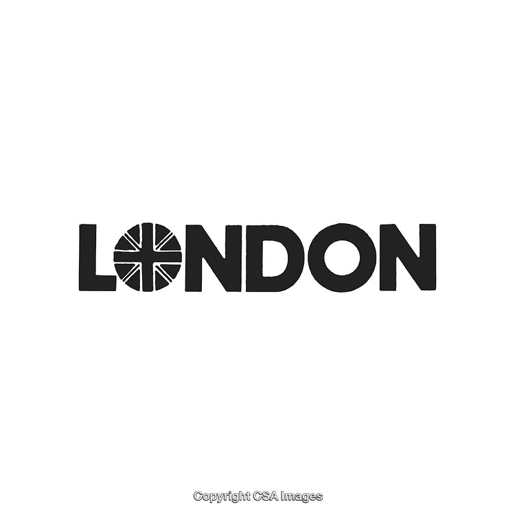 London Text Illustration With Union Jack Flag Design Element