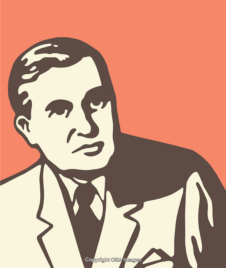 Retro Style Portrait of a Man in Vintage Ephemera Art Design