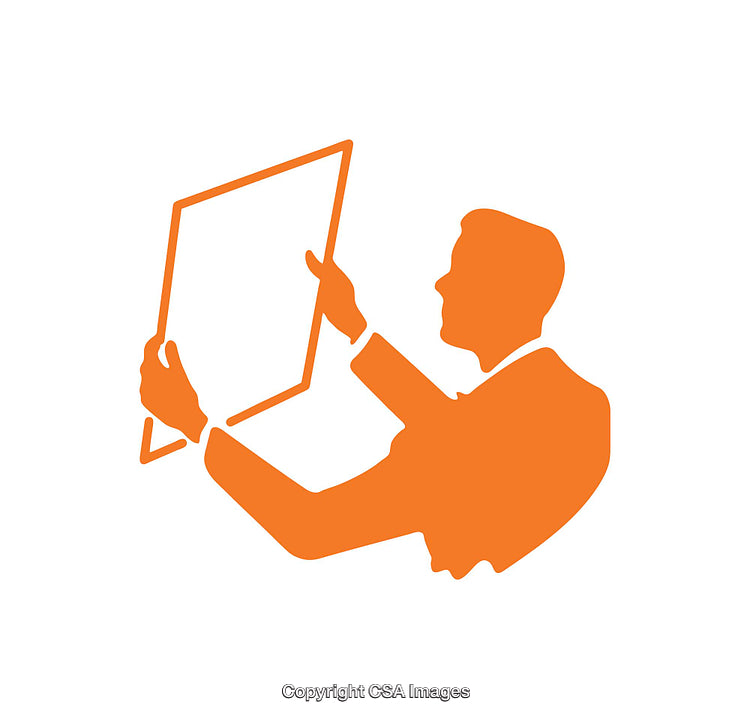 Silhouette of Man Holding a Rectangle Outline in Orange