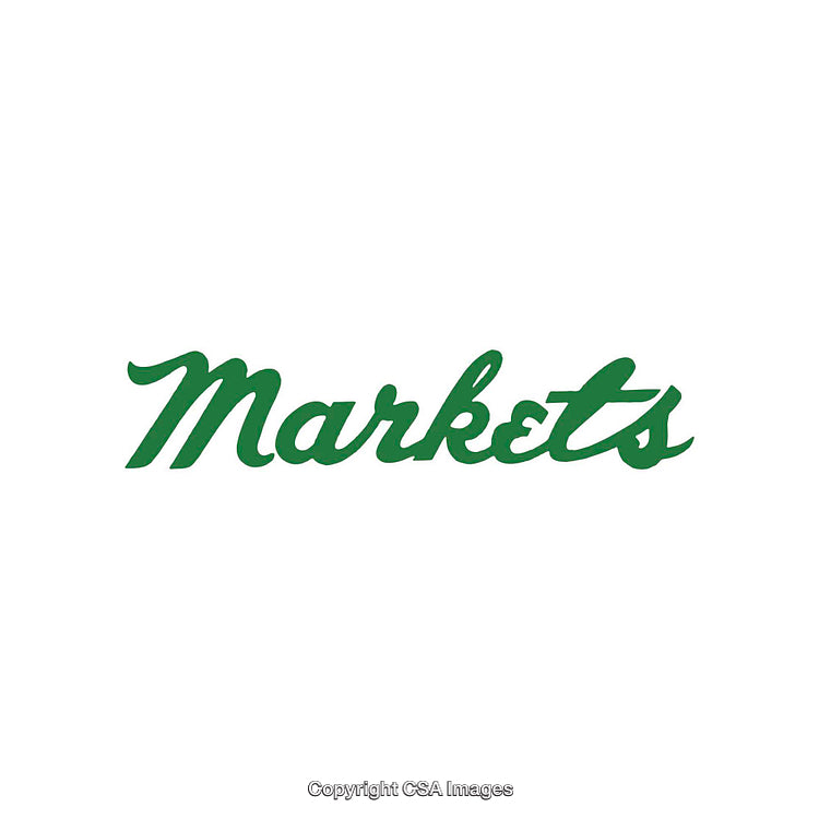 Green 'Markets' Text in Stylish Cursive Script on White Background
