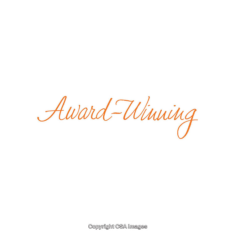 Award-Winning Typography Text in Elegant Orange Script on White Background
