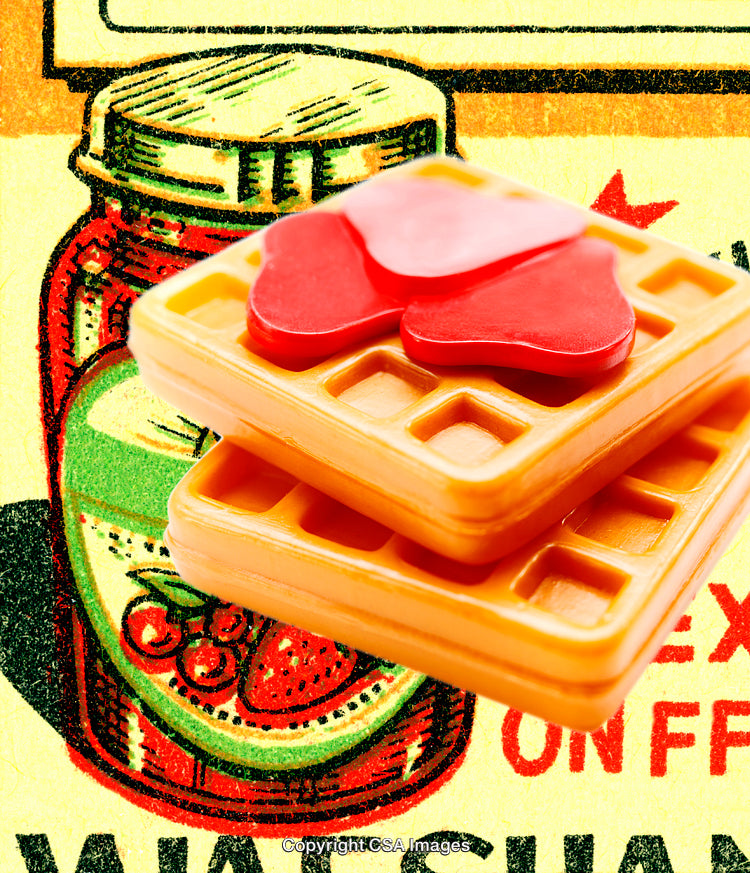 Plastic Waffle and Jar Illustration with Bold Colors and Fun Details