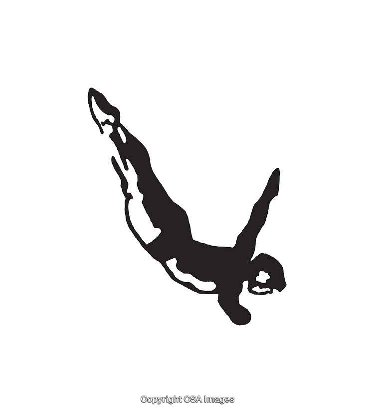 Diver Silhouette in Black and White Displaying Graceful Motion