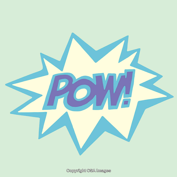 Colorful Comic Style Pow Text Explosion on Light Background