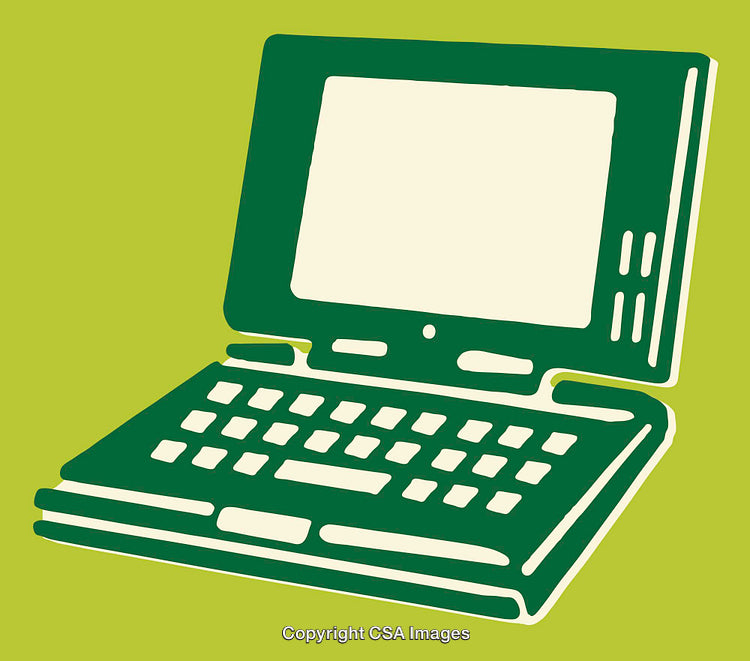 Green and Cream Laptop Icon on a Vibrant Green Background
