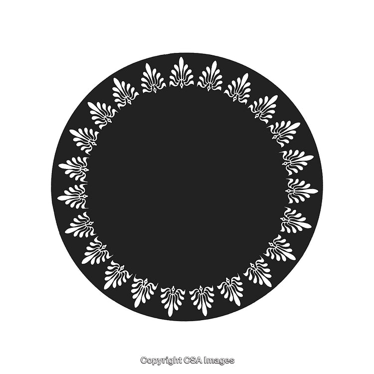 Round Black and White Border With Ornate Decorative Pattern