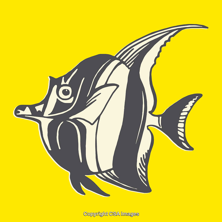 Illustration of a Tropical Fish on Bright Yellow Background