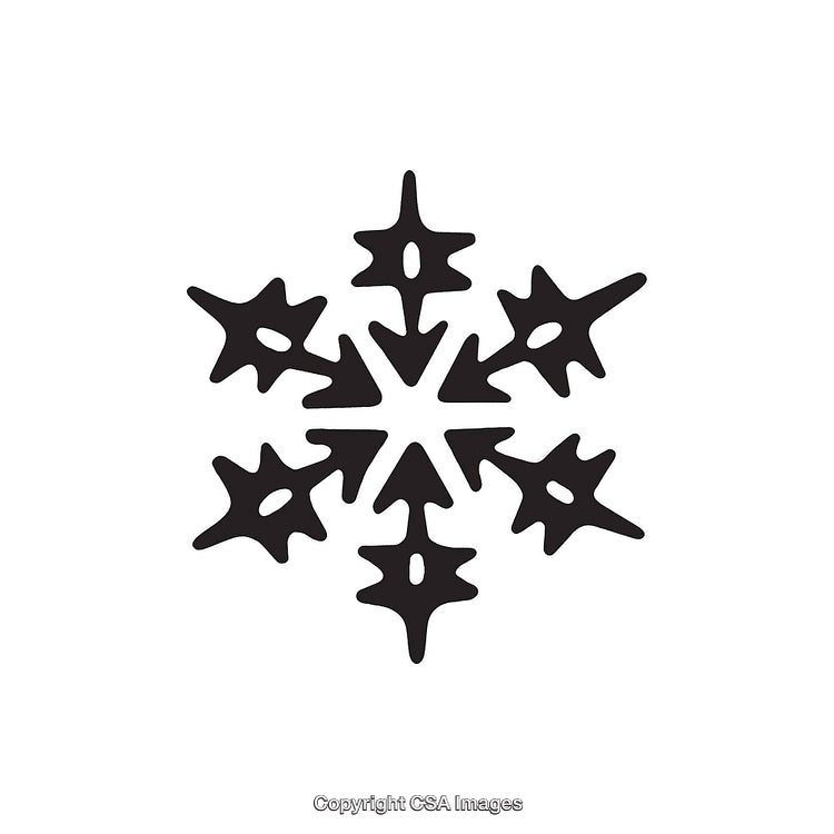 Black And White Snowflake Dingbat Icon With Arrow-Shaped Tips