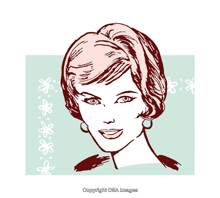 Vintage Styled Portrait of a Woman in Retro Illustration Design