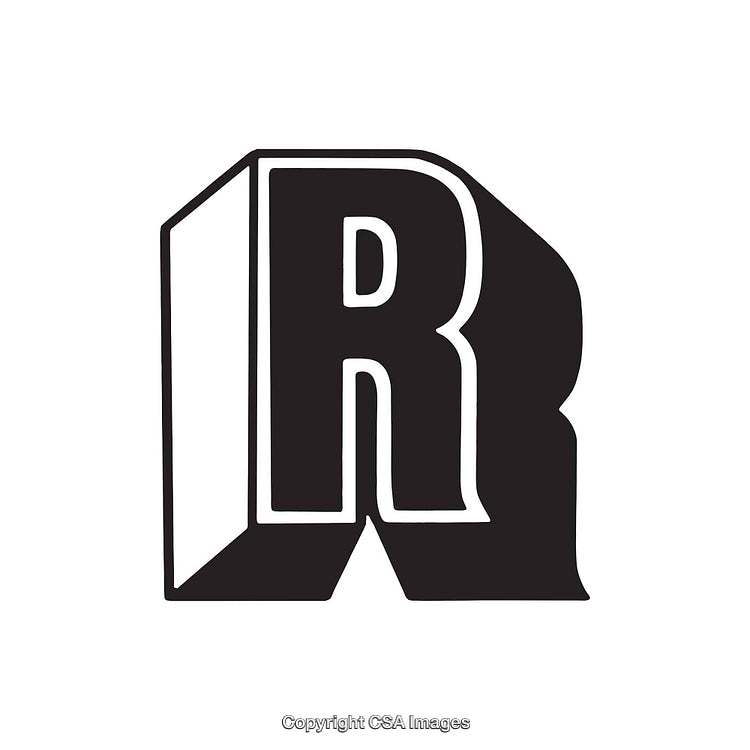 Bold Black and White Design Letter R Stylized Icon