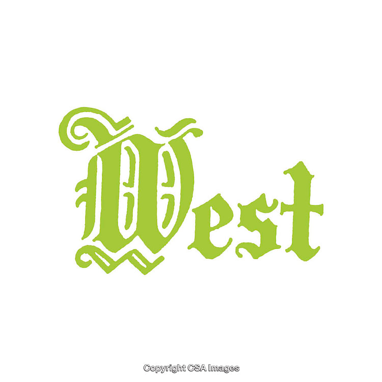 Green Ornate Gothic Lettering on a Minimal White Background