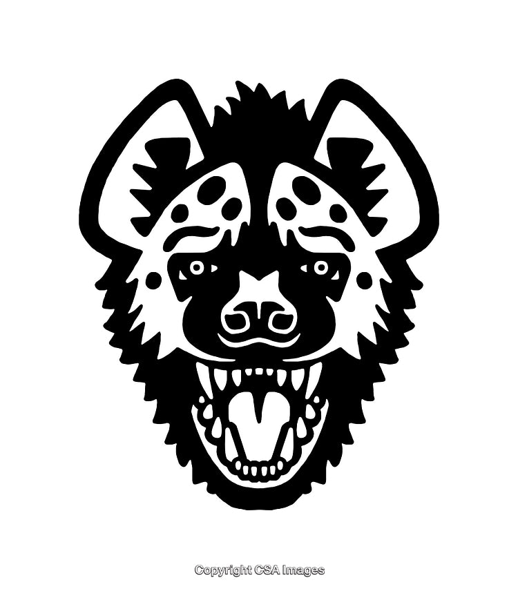 Stylized Black and White Hyena Head Sketch Illustration