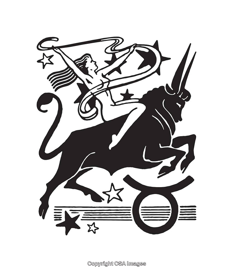 Abstract Black and White Line Art of Taurus Zodiac Design
