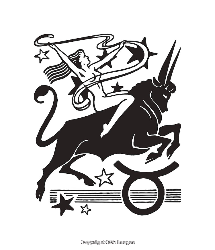 Abstract Black and White Line Art of Taurus Zodiac Design