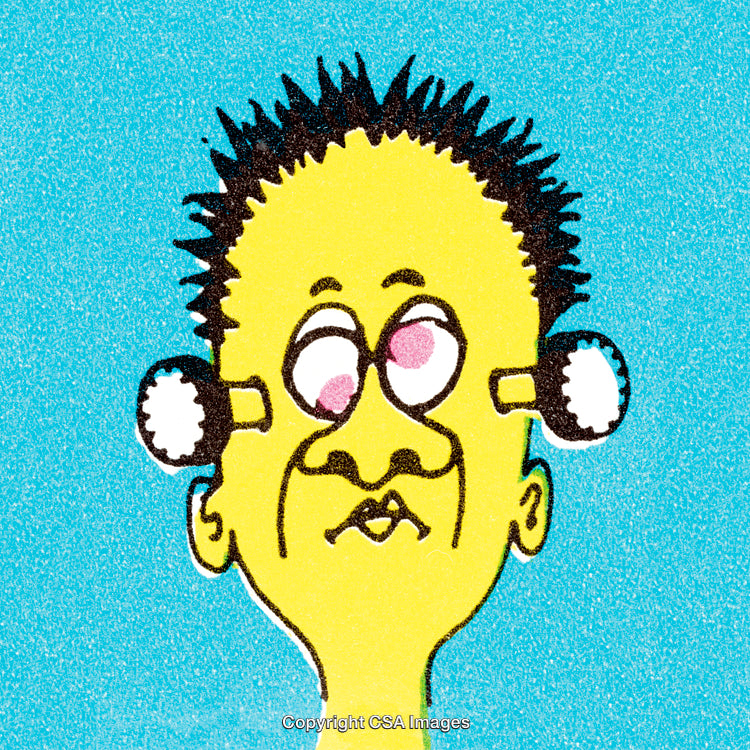 Colorful Cartoon Character With Exaggerated Features On Blue Background