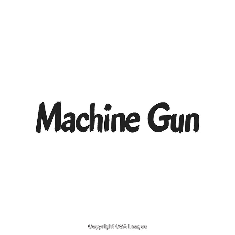 Boldly Styled Text Displaying the Words 'Machine Gun' on White Background