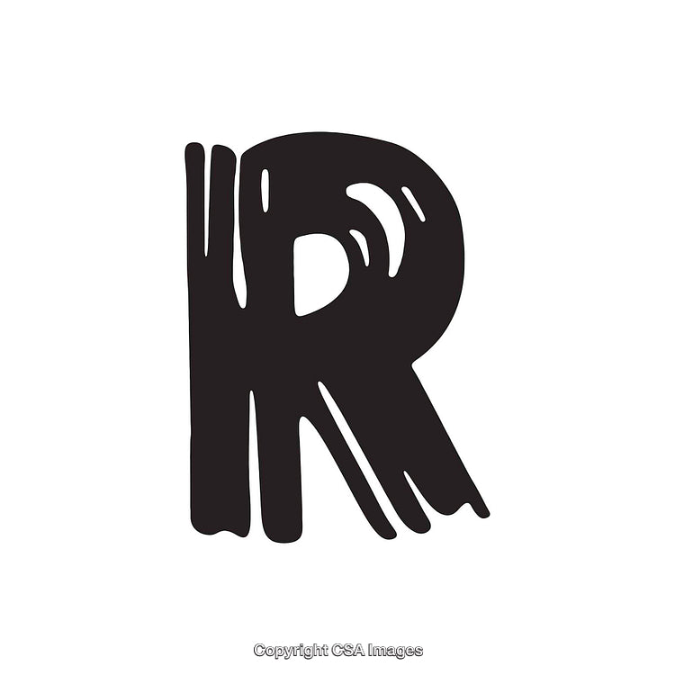 Bold Hand-Drawn Letter R Illustration in Monochrome Style