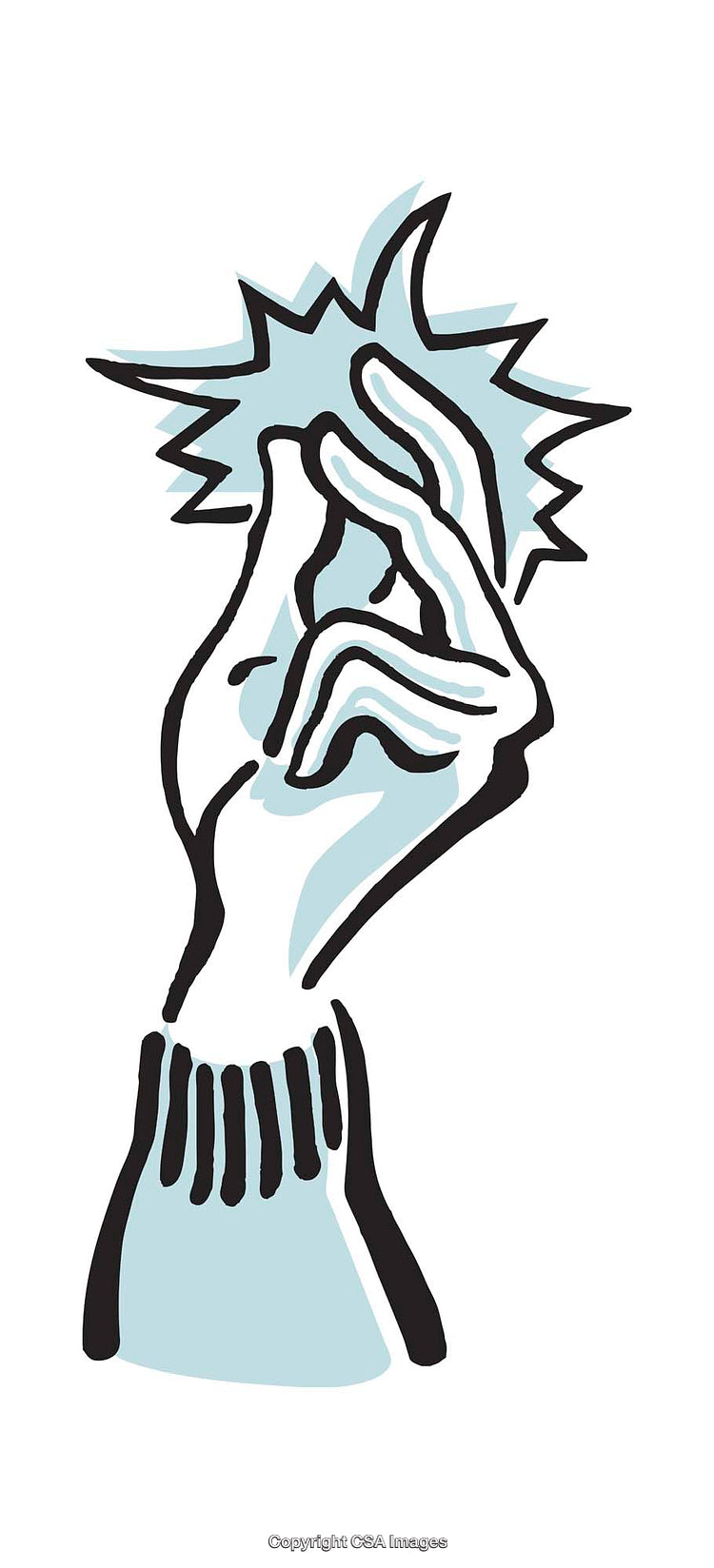 Illustrative depiction of a hand snapping finger with dynamic motion lines