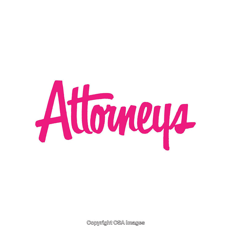 Stylized Pink Script Text Displaying the Word 'Attorneys' on White Background