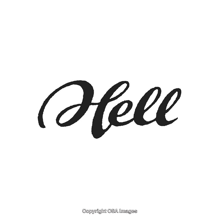 Elegant Cursive Typography Spelling the Word 'Hell' in Black Ink