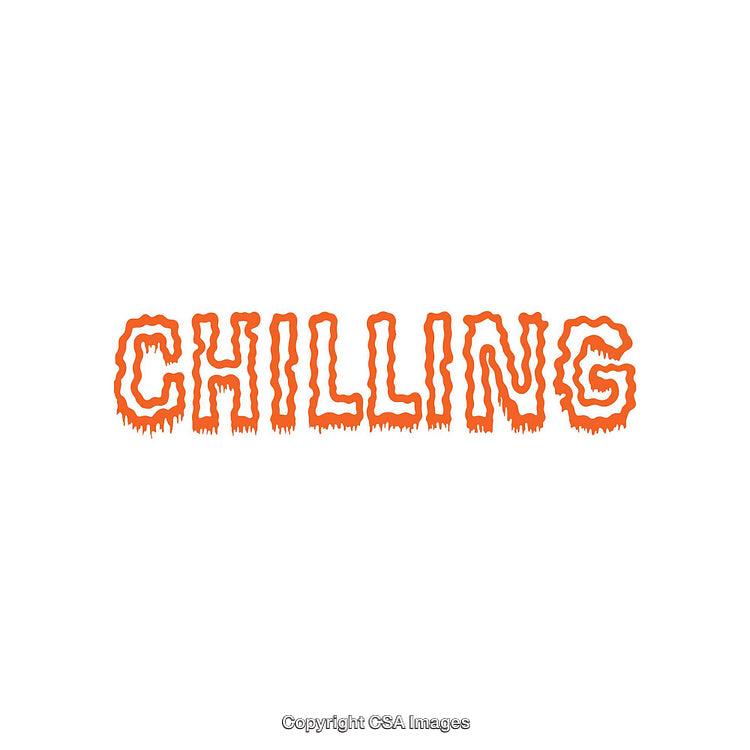 Bold Orange 'Chilling' Text With a Dripping Effect on White Background