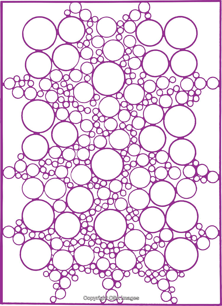 Purple Geometric Pattern of Circular Interconnected Designs on White Background